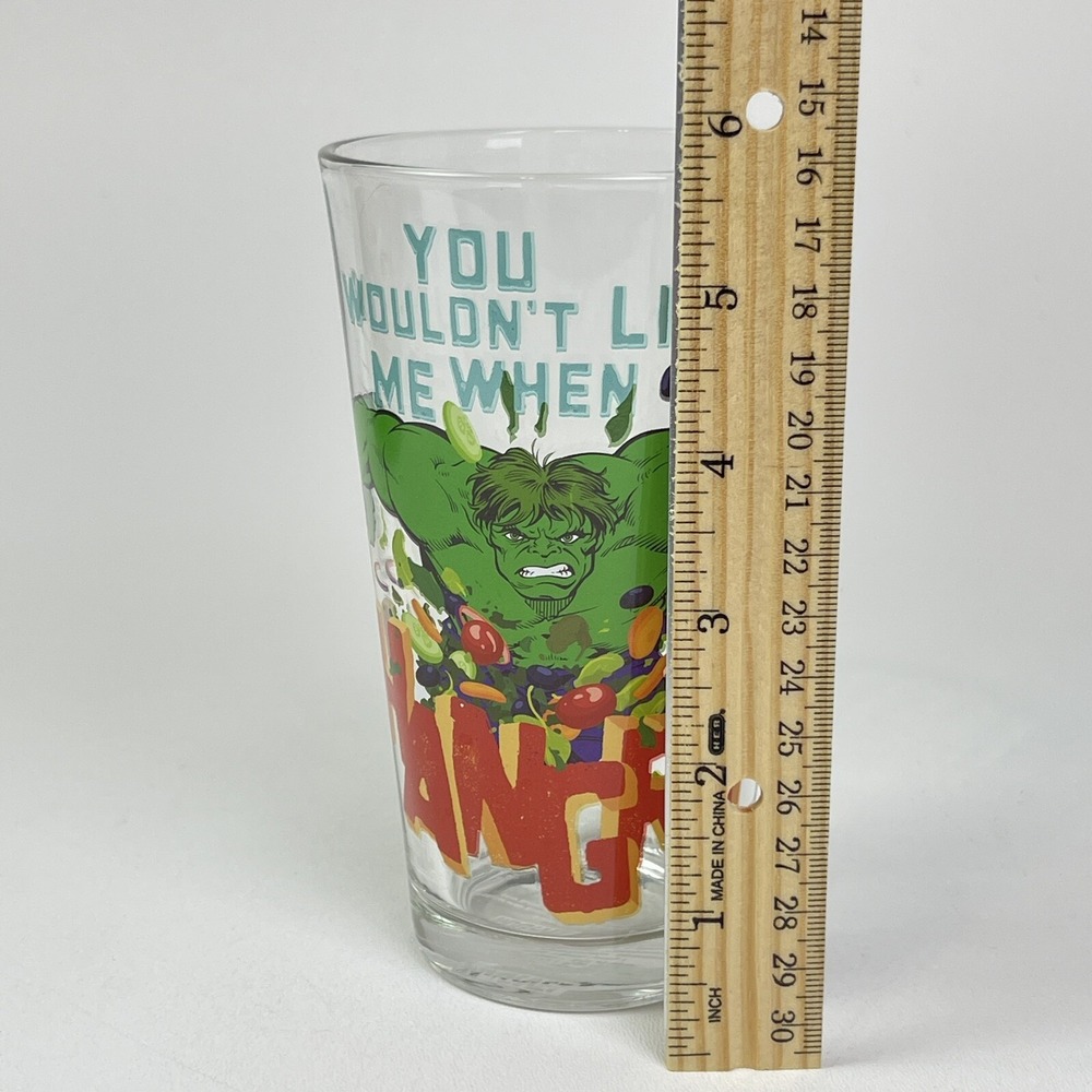 Marvel Comics The Hulk You Wouldnt Like Me When Im Hangry Water Soda Glass 16 oz - Picture 10 of 12